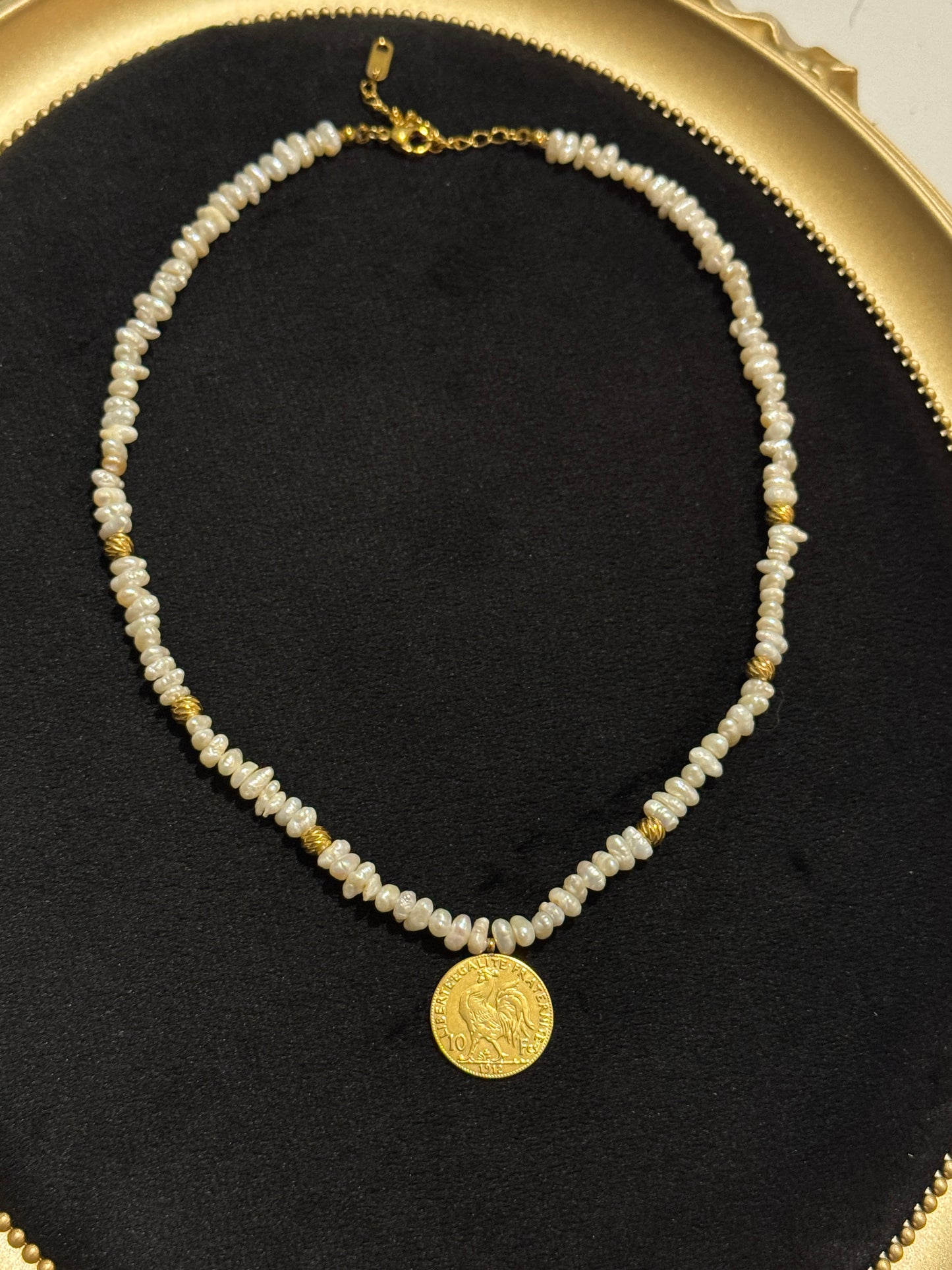 Collier Perles Naturelles & Louisa Dorée