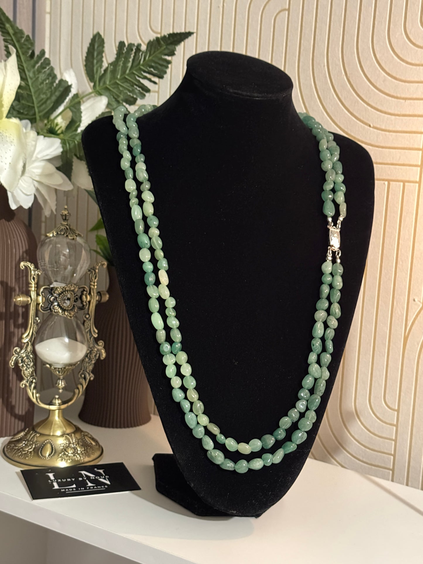 Sautoir  Luxe Double Rang en Aventurine