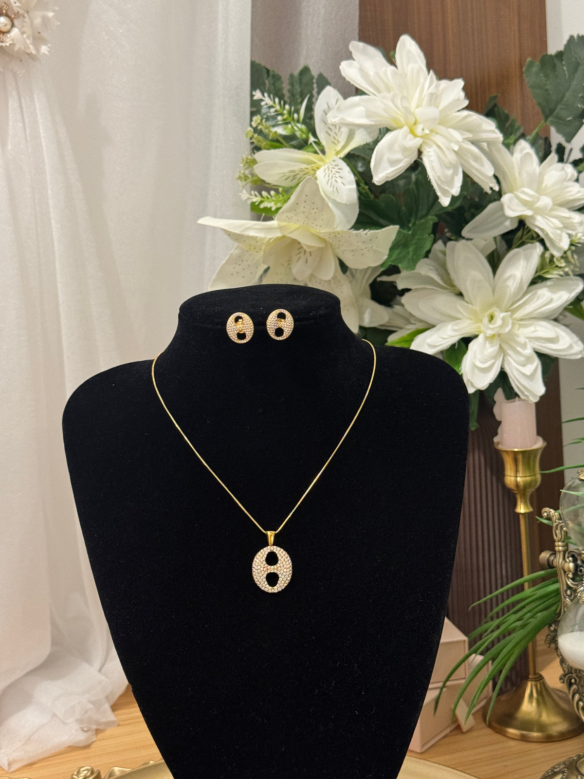 Parure Grain de Café – Effet Or ✨