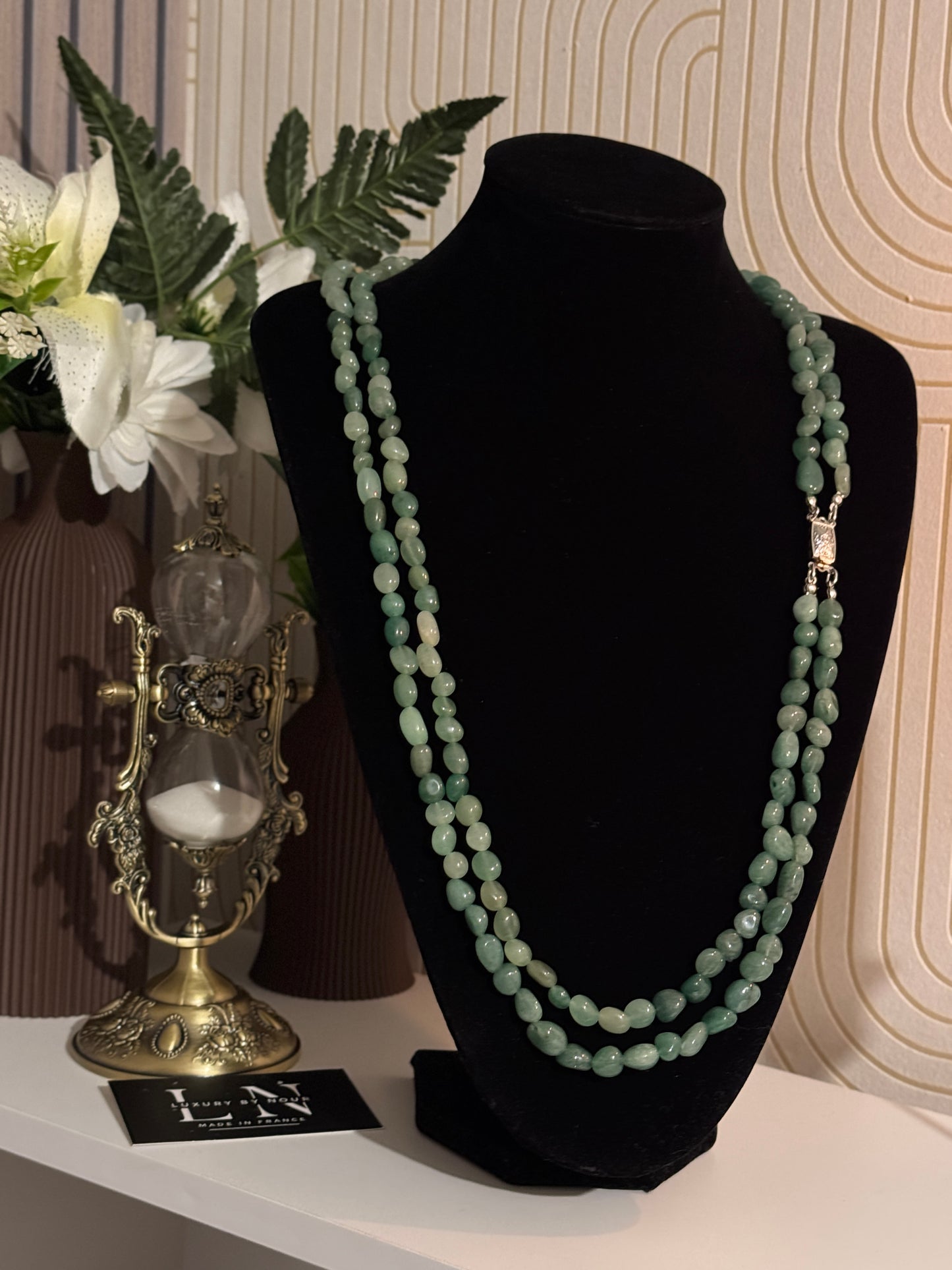 Sautoir  Luxe Double Rang en Aventurine