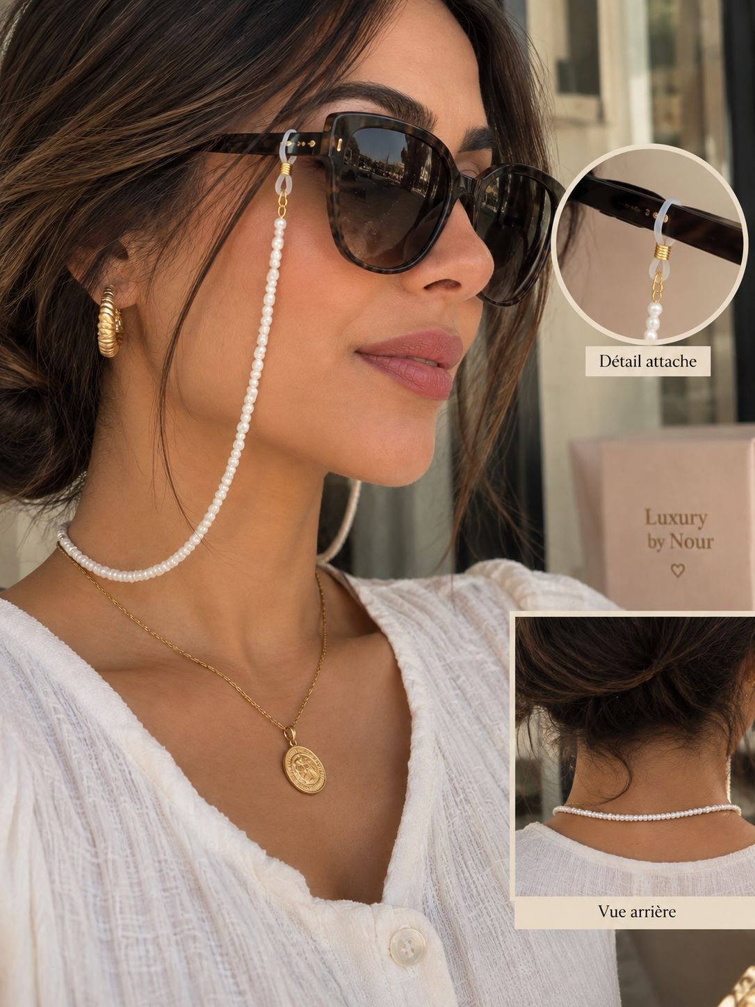 Chaîne de lunettes en Perles Naturelles