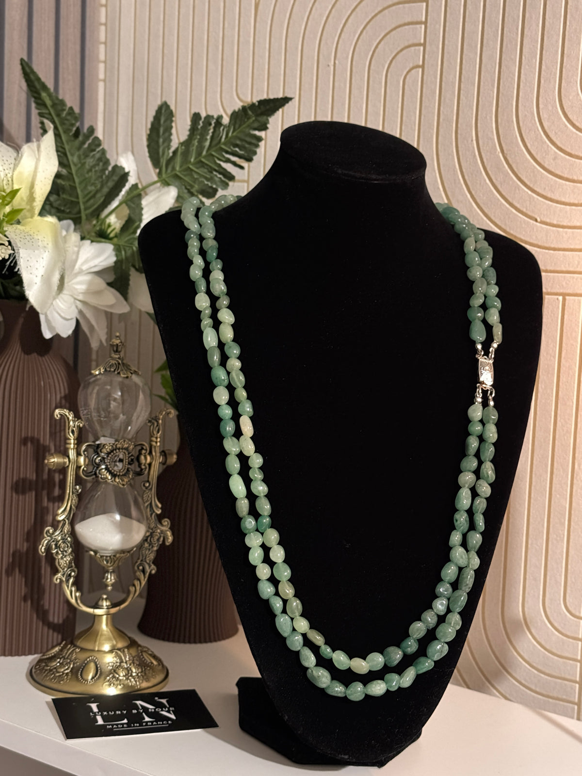 Sautoir  Luxe Double Rang en Aventurine