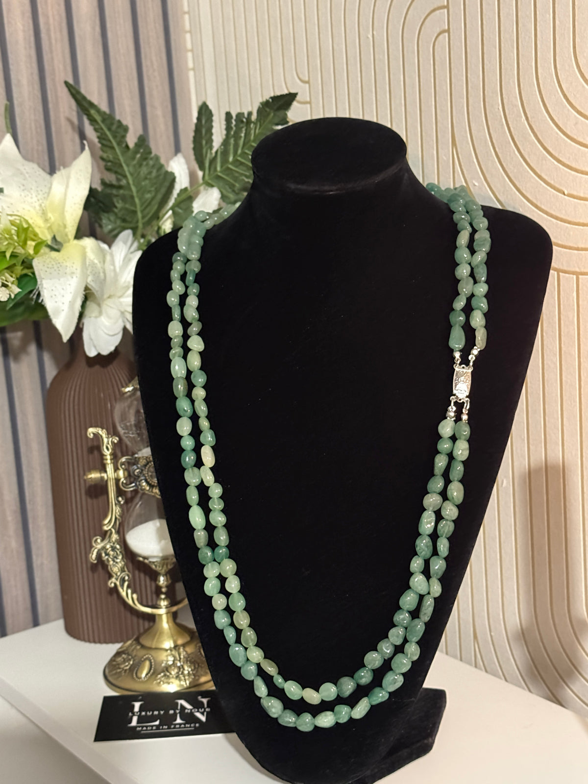 Sautoir  Luxe Double Rang en Aventurine