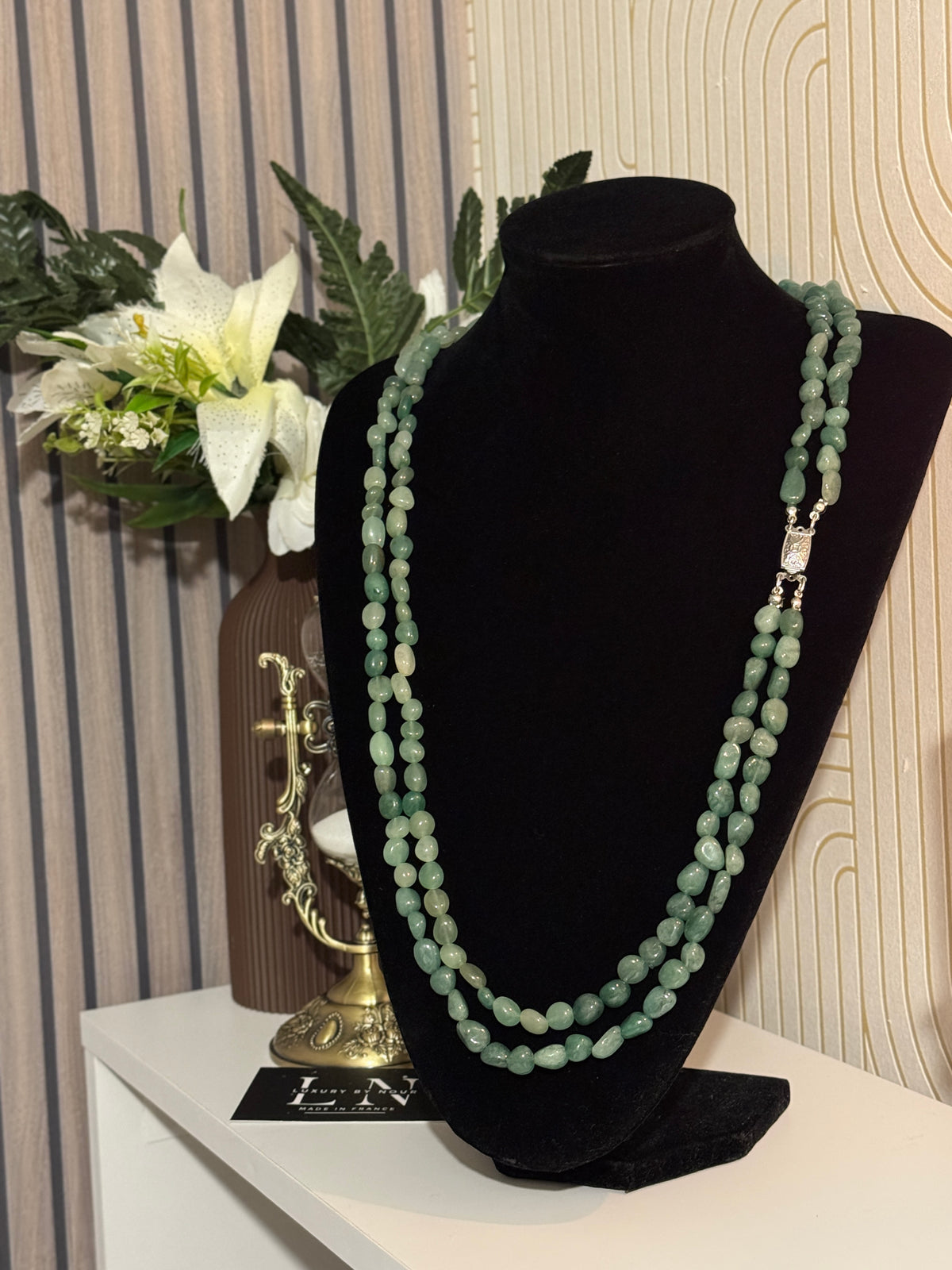 Sautoir  Luxe Double Rang en Aventurine