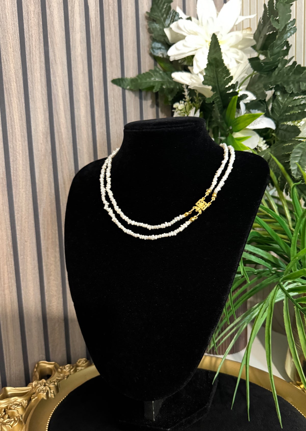Collier double rang en perles naturelles