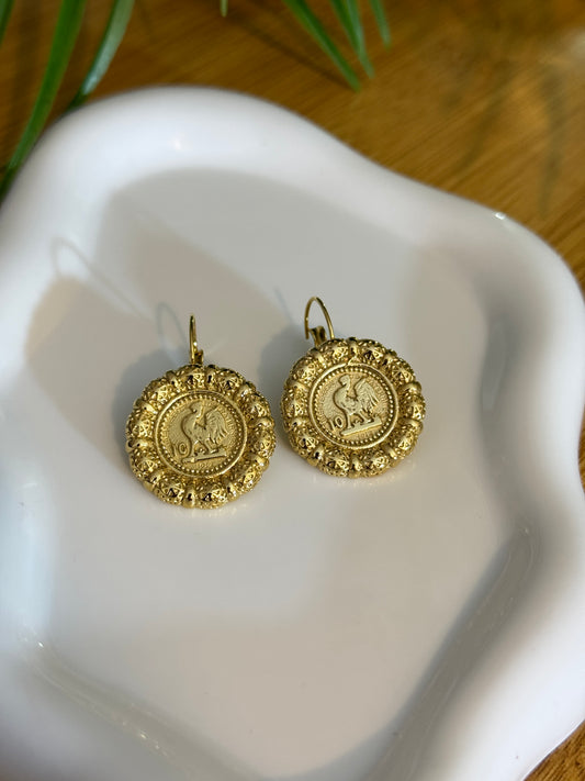 Boucle d'oreilles dak libra coq