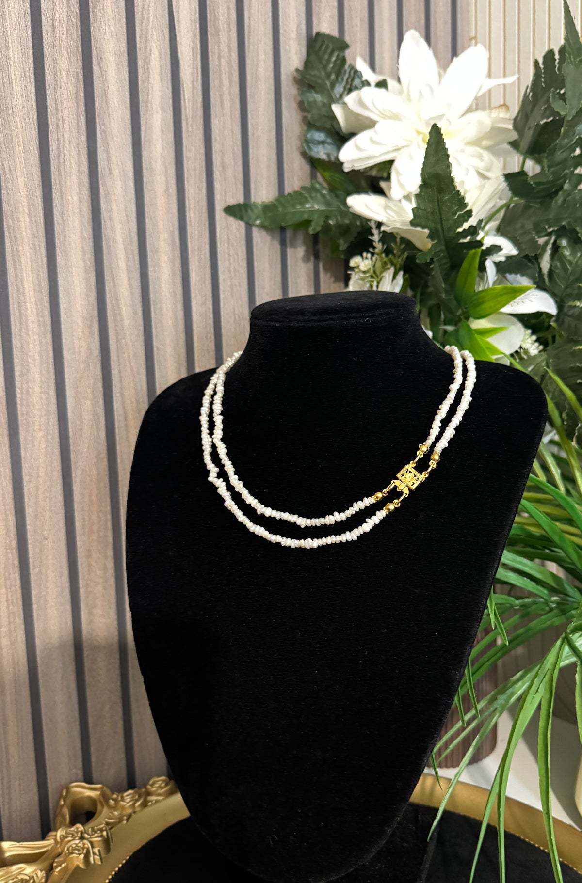 Collier double rang en perles naturelles