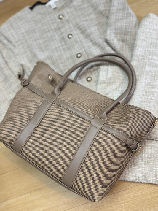 Sac à main en toile taupe