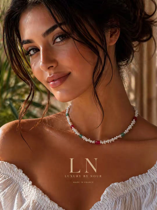 Collier joher et les pierres naturelles