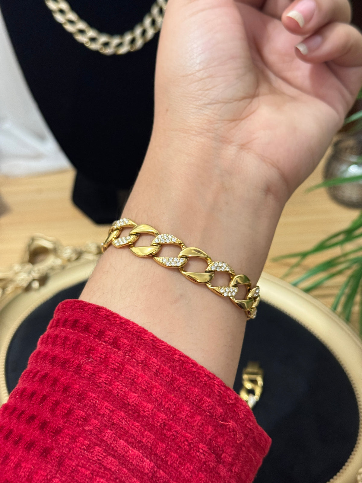 Ensemble Éclat Royal – Collier & Bracelet en acier inoxydable