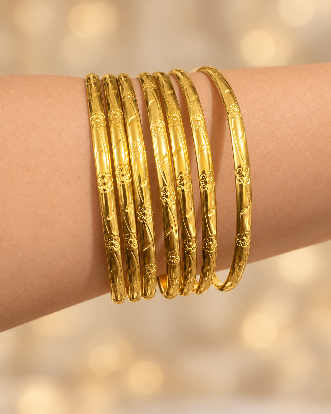 7 bracelet Sertla model or en acier inoxydable